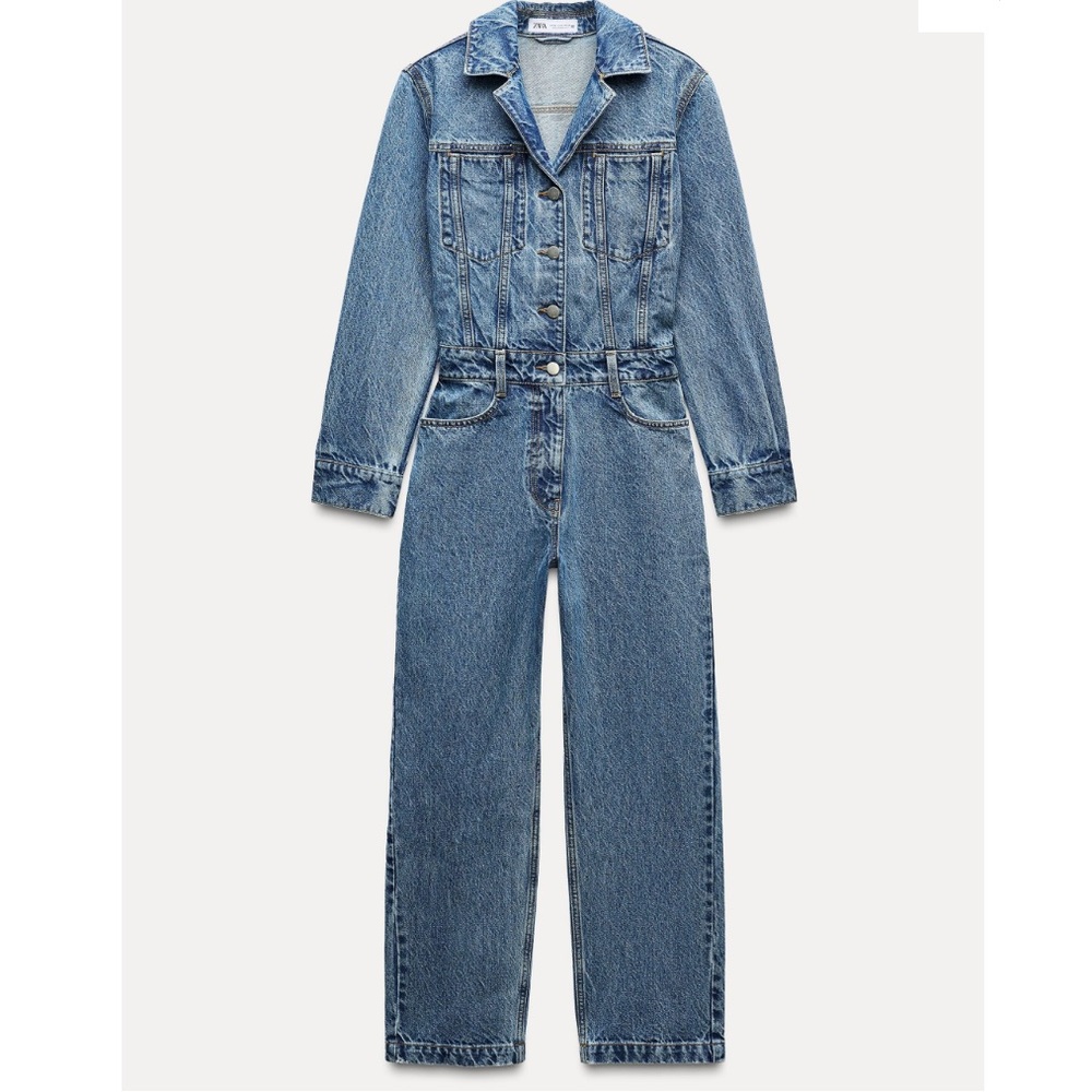 NWT ZARA | long sleeve denim jumpsuit | size M